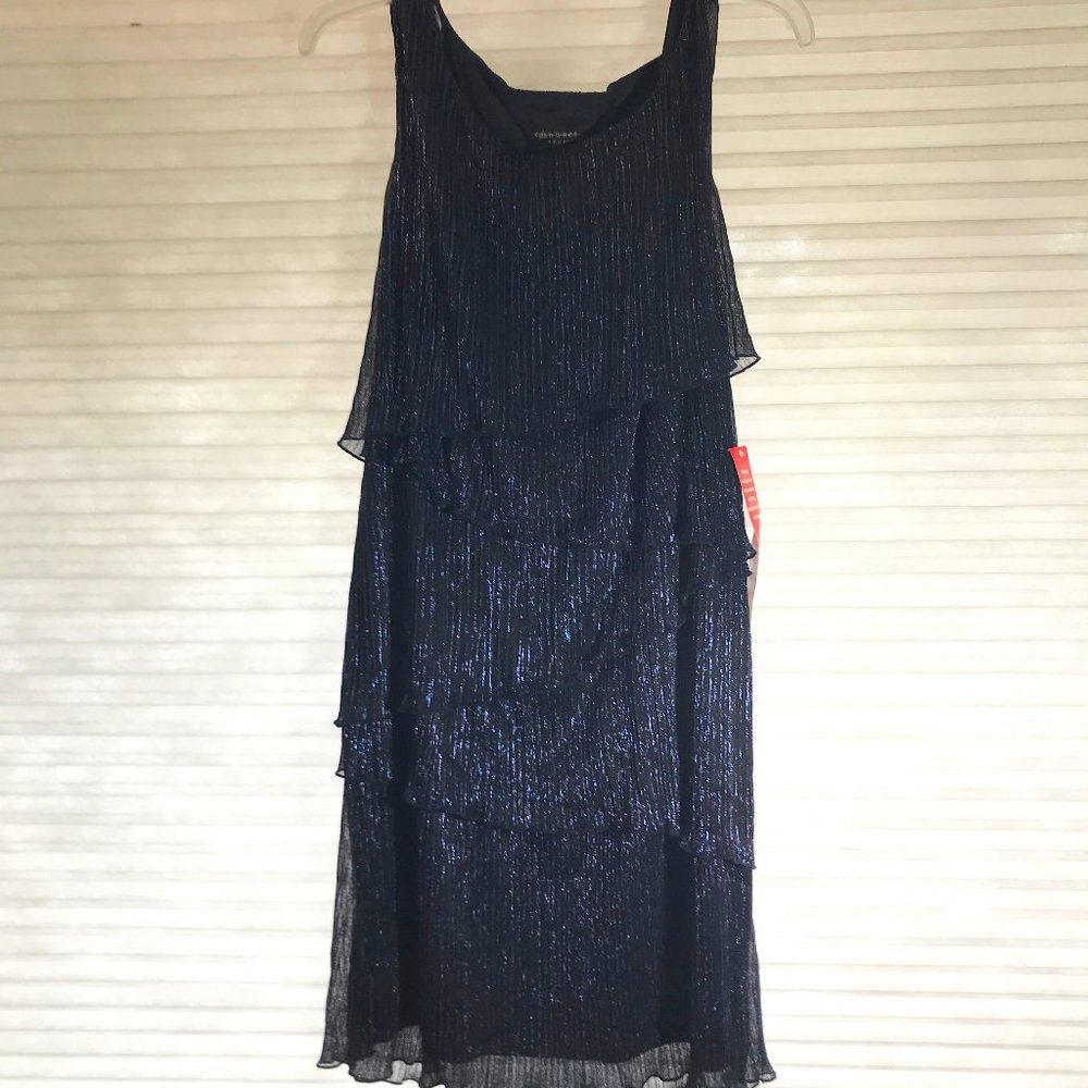 Blue and black metallic layered sleeveless dress 14